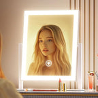 15.2" Lighted Makeup Mirror Hollywood Vanity Mirror with Lights, Three Color Modes,Detachable 10X Magnification Mirror, Smart Touch Control, 360°Rotation White