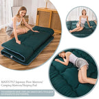 MAXYOYO Japanese Floor Mattress Futon Mattress, Thicken Sleeping Pad Foldable Roll Up Floor Futon for Adults Tatami Mat Dormitory Bed Lounger, Dark Green, Full Size