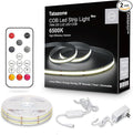 32.8ft 6500K White COB Led Strip Light with RF Remote, Dimmable Ultra Bright Daylight White COB Light Strip, Indoor Led Lights for Kitchen, Bedroom, Cabinet, 2 Rolls of 16.4ft