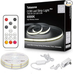 32.8ft 6500K White COB Led Strip Light with RF Remote, Dimmable Ultra Bright Daylight White COB Light Strip, Indoor Led Lights for Kitchen, Bedroom, Cabinet, 2 Rolls of 16.4ft