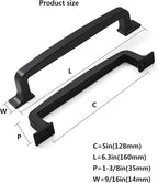 khtumeware 10 Pack 5 Inch Cabinet Handles - Matte Black Pulls and Drawer Hardware for Cabinets