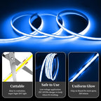 iNextStation COB LED Strip Light Blue 32.8FT 10M, DC24V CRI 93+ Dimmable Flexible LED Tape Lights for Bedroom, Kitchen, TV Backlight, Cupboard, Wardrobe, Home Lighting Decor