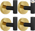 4 Pack Robe Towel Hooks Coat Black Gold Wall Hook Stainless Steel Heavy Duty Door Hanger Towel Robe Clothes Cabinet Closet Sponges Hook for Bathroom Bedroom Kitchen Hotel Pool