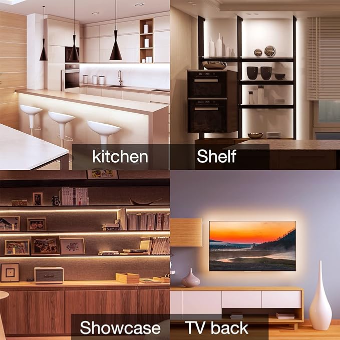 DAYBETTER Under Cabinet Lighting kit, 6 PCS LED Strip Lights with Remote, Dimmer and Adapter, Dimmable for Kitchen Cabinet,Counter,TV Back,Showcase 2700K-6500K Warm to Daylight White, Timing, 20ft