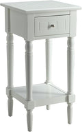 Convenience Concepts French Country Khloe 1 Drawer Accent End Table 14" - Traditional Farmhouse Side Table with Storage Drawer and Shelf for Living Room, White
