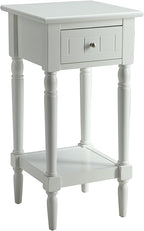 Convenience Concepts French Country Khloe 1 Drawer Accent End Table 14" - Traditional Farmhouse Side Table with Storage Drawer and Shelf for Living Room, White