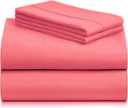 LuxClub 4 PC Sheet Set Bed Sheets Deep Pockets 16" Eco Friendly Wrinkle Free Cooling Machine Washable Hotel Bedding Silky Soft - Vermilion Queen