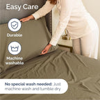 Cal King Size 4 Piece Sheet Set - Comfy Breathable & Cooling Bed Sheets Set - Hotel Luxury Bedding for Women, Men, Kids, Teens, Boys & Girls - Deep Pockets, Ultra-Soft, Wrinkle Free - Oeko-Tex - Khaki