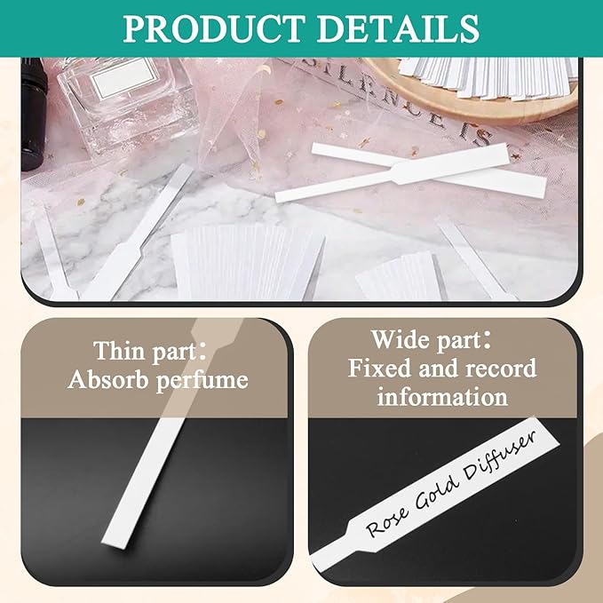 500 Pieces Perfume Tester Strips - Perfume Blotter Essential Oils Paper Test Strips -Premium Fragrance Tester Strips for Scent Evaluation - Fragrance Strips for Aromatherapy & Spice Oils (White)