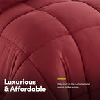 Sweet Home Collection 7 Piece Comforter Set Bag Solid Color All Season Soft Down Alternative Blanket & Luxurious Microfiber Bed Sheets, Red, Queen