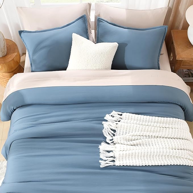 Litanika Grayish Blue Comforter Set Twin/Twin XL Size, 2 Pieces Lightweight Solid Bedding Comforter Set, All Season Fluffy Bed Set (66x90In Comforter & 1 Pillowcase)