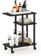 Furinno Turn-N-Tube C Shaped Side Table With Casters, Espresso/Black