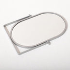 Bathroom Rectangle Desktop Makeup Mirror with Silver Metal Standing 180° Rotation Vanity Table Mirror Portable Cosmetic Mirror for Dressing Room Bedroom