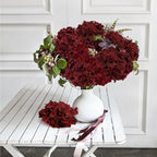 Auihiay 64PCS Burgundy Hydrangea Artificial Flowers, Silk Hydrangea Heads with Stems, Fake Flowers for DIY Wedding Centerpiece, Home, Party, Baby Shower, Garden Decoration (Burgundy)