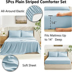 CozyLux Twin XL Comforter Set Light Blue, 5 Pieces Twin Extra Long Bed in a Bag for College Dorm, All Season Bedding Set with Stitch Quilted Comforter, Flat Sheet, Fitted Sheet, Pillowcases