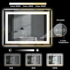 LED Bathroom Mirror, 48"X32" with Front and Backlit, Anti-Fog, Large Bathroom Vanity Mirror for Wall, Memory Function, Stepless Dimmable, Tempered Glass (Horizontal/Vertical)
