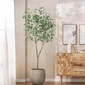 Faux Eucalyptus Tree 7ft(82in) Artificial Potted Tree for Indoor Decor Large Realistic Potted with Silk Leaves and Natural Wood Trunk for Home Living Room,Office Foyer,Porch Decor.
