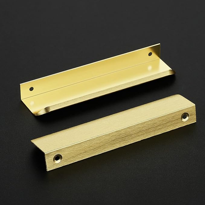 Ravinte Hardware 20 Pack Gold Cabinet Handles, 5.9 Inch (150mm) Finger Edge Pulls, 5 Inch Hole Center, Finger Pulls for Cabinets