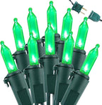 Brizled Green Christmas Lights, 33ft 100 LED Christmas String Lights, 120V UL Certified Plugin Xmas Tree Light Connectable Waterproof Mini Xmas Light for Home Tree Halloween Indoor Outdoor Decorations
