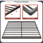1.6 Inch Bunkie Board Queen Heavy Duty Low Profile Metal Queen Box Spring Bed Base Sturdy Mattress Foundation, Easy Assembly, Noise Free, Black