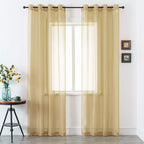 DUALIFE Antique Taupe Brown Sheer Curtains 84 Inch Length Grommet Light Brown Tan Semi Voile Curtain Panels Window Drapes for Living Room and Bedroom Window Treatments 2 Panels 52 x 84 Inch Natural