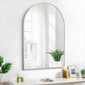 24x36 Arch Mirror Square Full Length Wall Mounted Hanging or Against Wall Metal Frame Dressing Make-up Mirrors for Entryway Bedroom Bathroom Living Room 24 36 inch Silver