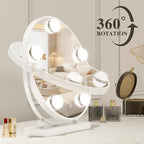 13 Inch Hollywood Vanity Mirror with Lights, Round Make Up Mirror with Lighting, LED Makeup Mirror with 5 Dimmable Bulbs for Bedroom Tabletop, Smart Touch Control, 360° Rotation
