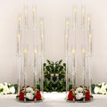 2PCS Acrylic Candelabra Centerpieces,Tall Clear Floor Candelabra for Wedding 8 Arm Candle Holder with Acrylic Shade Circular Base for Party Table Decoration Fit 0.87 LED Candle
