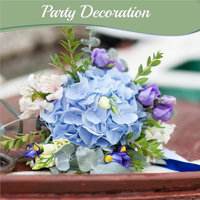 Auihiay 64pcs Silk Hydrangea Artificial Flowers, Artificial Hydrangea Flowers with Stems, Full Hydrangea Flowers for Wedding Centerpieces, Home, Garden, Party Decoration (Blue)