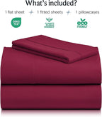 LuxClub 3 PC Sheet Bed Sheets Deep Pockets Wrinkle Free-Kids-Fitted Sheets Machine Washable Hotel Bedding Silky Soft - Burgundy Twin