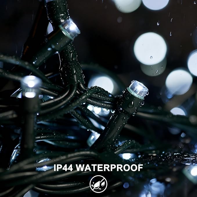500 LEDs 172ft Green Cable Wire Christmas Light Fairy String Tree Twinkle Lights Plug in 12 Modes for Christmas Party, Outdoor, Garden, Wedding, Home Decoration (White)