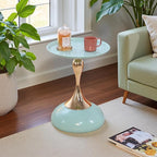 Sleek Hourglass Side Table - Stylish Modern Design Perfect for Living Rooms, Cafes, Dining Areas, Bedrooms, and Outdoors - Chic Decorative Accent (1, Light Green)