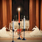 6PCS Black Candlestick Holders Taper Candle Holders Metal Candle Sticks Holder Decor for Halloween Friendsgiving Thanksgiving Decorations Christmas Dinning Table Fireplace Home
