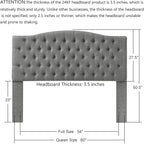 24KF Upholstered Tufted Button Linen Fabric Headboard,Comfortable Fashional Headboard Queen/Full Size,Granite