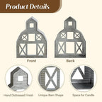 Barn Shaped Tea Light Holder Farmhouse Galvanized Metal Candle Holder Vintage Barn Decor for Table Centerpiece - 6.3" x 1.97" x 8.46"