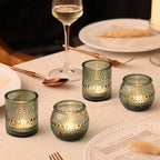 40 Pcs Assorted Green Votive Candle Holders Bulk- Glass Tealight Candle Holder for Wedding Table Decor, Green Candle Holders for Christmas, Vintage Party Table Decor