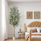 Alupssuc 7FT Artificial Olive Trees, Faux Silk Plant with Lively Artificial Trunk and Lifelike Fruits, Indoor Fake Potted Tree with White Planter for Modern Home Office Living Room Decor