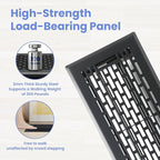 4x10 Inches 2 Pack Heavy Duty Walkable Floor Register - Easy Adjust Air Supply Lever Decorative Floor Vent Covers - Boston Design Vent Covers for Home - Matte Black