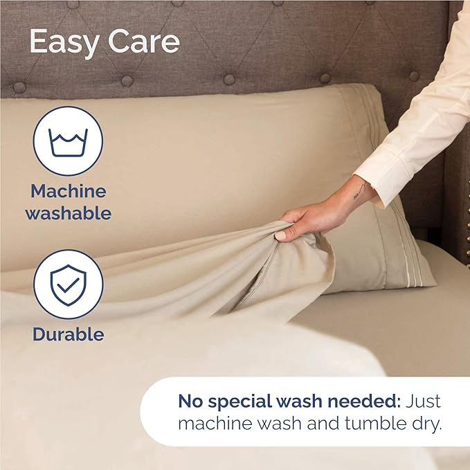 Twin XL Size 3 Piece Sheet Set - Comfy Breathable & Cooling Bed Sheets Set - Hotel Luxury Bedding for Women, Men, Kids, Teens, Boys & Girls - Deep Pockets, Ultra-Soft, Wrinkle Free - Oeko-Tex - Cream