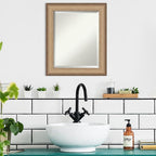 Amanti Art Bronze Bathroom Mirror for Over Sink, 25x21 Elegant Brushed Bronze Rectangle Vanity Mirror, Small Casual Frame, Hangs Horizonally and Vertically, Bathroom Wall Decor, Beveled Edge