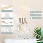 4Pcs Reed Diffuser Set with Metal Golden Decoration, Empty Reed Diffuser Bottles with 20Pcs Reed Diffuser Sticks, Unique Design Bottles for Home and Office(2 Spiky Ellipsoidal+2Twill)