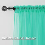HUTO Window Sheer Turquoise Curtains for Bedroom Rod Pocket Voile Sheer Drapes for Living Room 2 Panels Curtains Each is 52 inches Wide by 63 inches Long