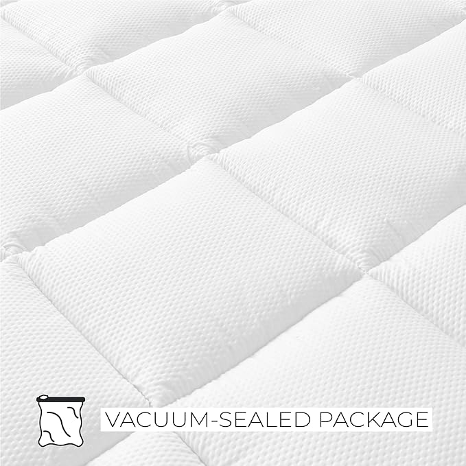 Great Bay Home Twin Mattress Topper. Thick, Elastic Corner Mattress Protector and Cover. Ultra-Soft Pillowtop Mattress Pad. Fits Mattresses Up to 18" (Twin, White)