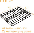 9 Inch Full XL Box Spring, Heavy Duty Metal Box Spring Bed Base with Fabric Cover, Mattress Foundation, Easy Assembly, Noise Free, Black