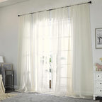 OWENIE Sheer Curtains 96 Inch Length, Elegant Sheer Curtains for Bedroom, Window Voile Sheer Curtain Panels/Drapes/Treatment for Living Room, 2Pcs, Each 42" W x 96" L, Ivory