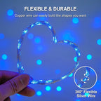 JMEXSUSS 4 Pack 50 LED Fairy Lights Battery Operated Silver Wire 16.1ft Waterproof Blue Christmas Lights for Party Wedding Indoor Outdoor Decorations