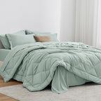 Love's cabin California King Comforter Set Aqua, 7 Pieces California King Bed in a Bag, All Season Bedding Sets with 1 Comforter, 1 Flat Sheet, 1 Fitted Sheet, 2 Pillowcase and 2 Pillow Sham