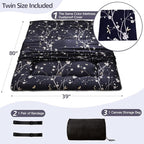 MAXYOYO Navy Floral Printed Japanese Floor Mattress Rustic Style Futon Mattress Foldable Bed Roll Up Camping Lounger Couches and Sofas Mattress Topper Twin Size