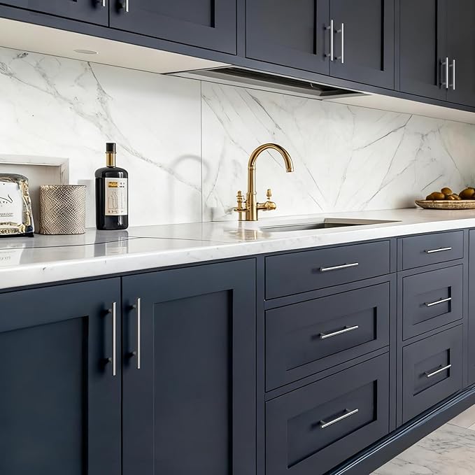 homdiy Kitchen Cabinet Handles Brushed Nickel Drawer Pulls - HD201SN Cabinet Hardware 4in Hole Centers Cabinet Door Handles for Dresser Drawers