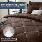 HEVUMYI Brown Twin Comforter Set - 5-Piece All Season Bed in a Bag Twin, Ultra Soft Bedding Set with Comforter, Flat Sheet, Fitted Sheet, Pillowcases, Pillow Shams